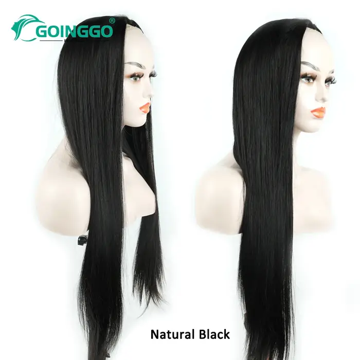 3/4 cheveux humains demi perruque faite à la Machine cheveux longs raides 14-28 pouces brésilien Rem