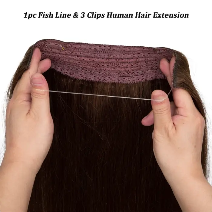 Ligne de pêche droite Extensions de cheveux humains pince dans l'extension