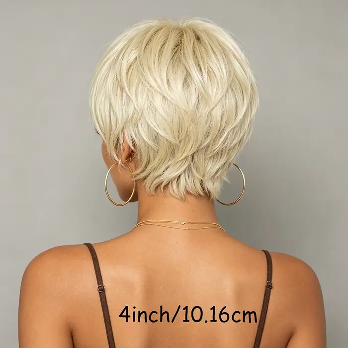 Perruques blondes en cheveux humains coupés style pixie pour femmes