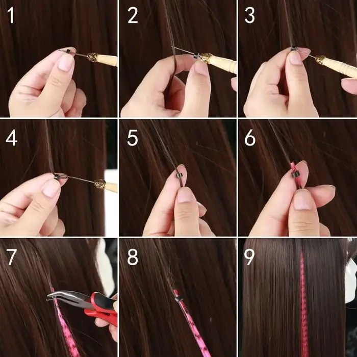 Extensions de cheveux en plumes synthétiques 16 pouces 50 brins/paquet
