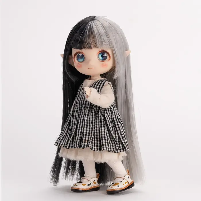 Ob11 perruque douce mignonne frange bouclée cheveux ondulés