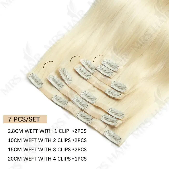 Extensions de cheveux à clipser invisibles blonds