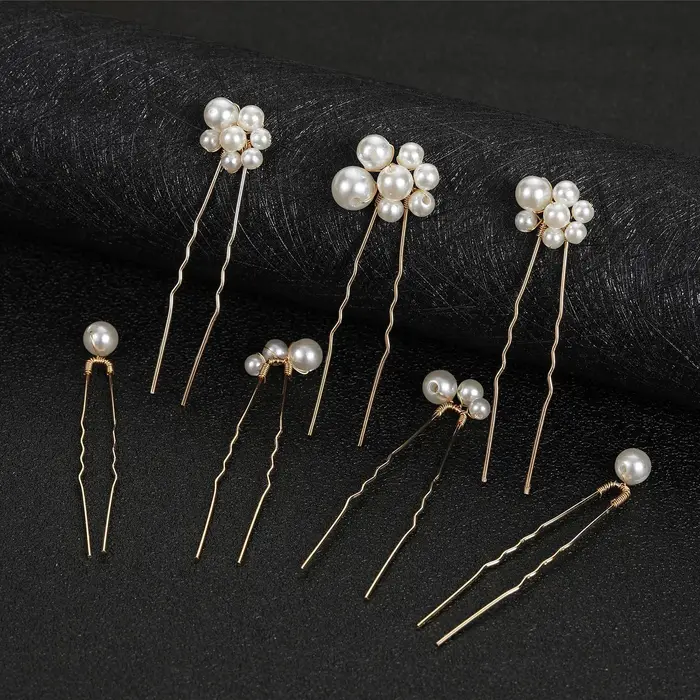 Bâtonnets de Cheveux en Forme de U, Bijoux de Mariage, Perles Artificielles, Pinces, Demoiselles d'H