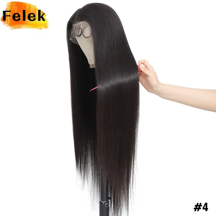Perruques Lace Frontal 13x6 Marron Super Longues 40 Pouces pour Femmes, Synthétiques Lisses Soyeuses Noires de Haute Qualité, Faciles à Porter, pour Cosplay