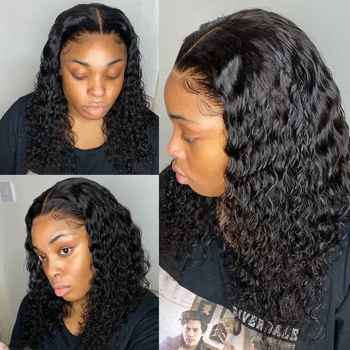 Curly Bob Human Hair Wigs 13x4 Lace Closure Wig 180% Short Bob Pixie Cut Kinky