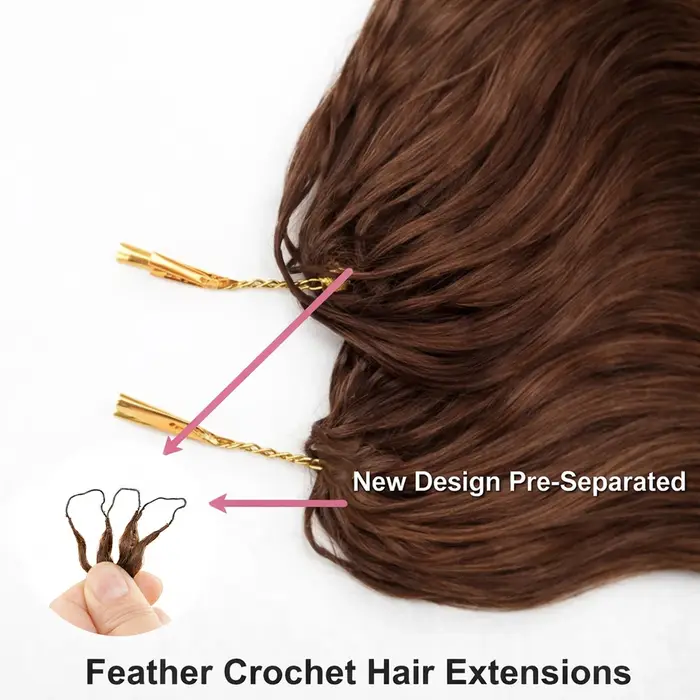 Extensions de cheveux humains ondulés au crochet, pré-séparées, invisibles, micro-boucles, effet plu