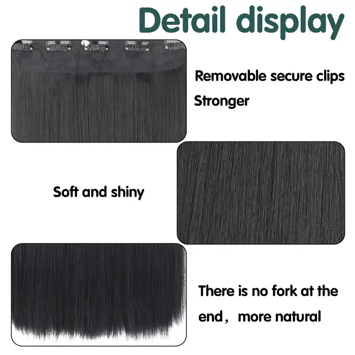 MERISIHAIR cheveux synthétiques longs raides 5 Clips Extensions Clips en Fiber haute température postiche noir brun