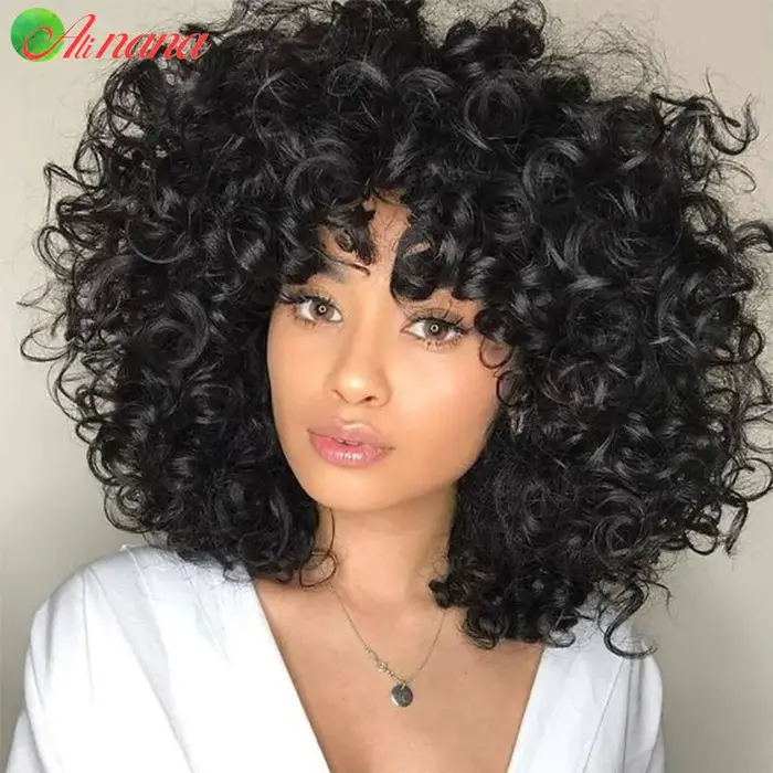 Perruque écharpe bouclée rebondissante brésilienne gingembre/marron/blond couleur pleine Machine per