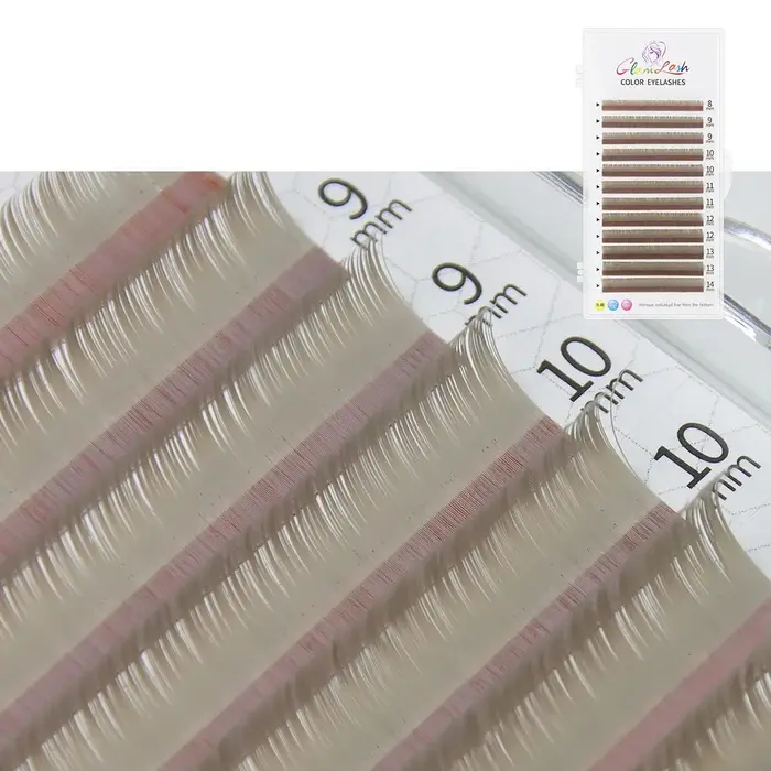 Extensions de cils de couleur marron violet 8-14mm, longueur mixte, cils individuels naturels longs 