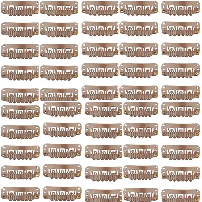 50 Clips pour trames de cheveux réels à clipser