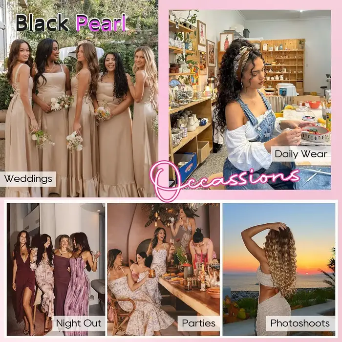 Extensions de cheveux à clipser Black Pearl Water Wave