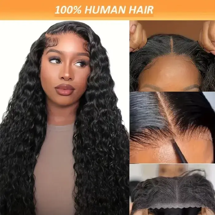 Perruque Wear & Go 30-32 pouces, Deep Wave, nœuds pré-décolorés, closure en dentelle 5x5, sans colle