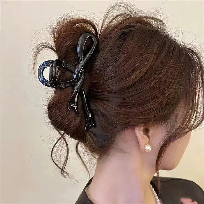 Pinces à cheveux avec nœud en ruban acrylique de 13cm