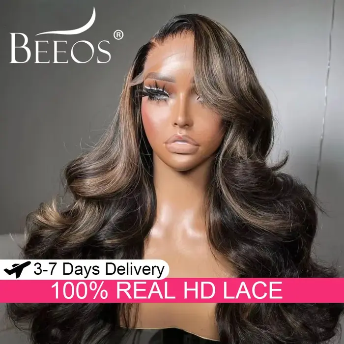 250% 1B27 Ombre mettre en évidence couleur 13x6 réel HD dentelle avant perruque cheveux humains dent