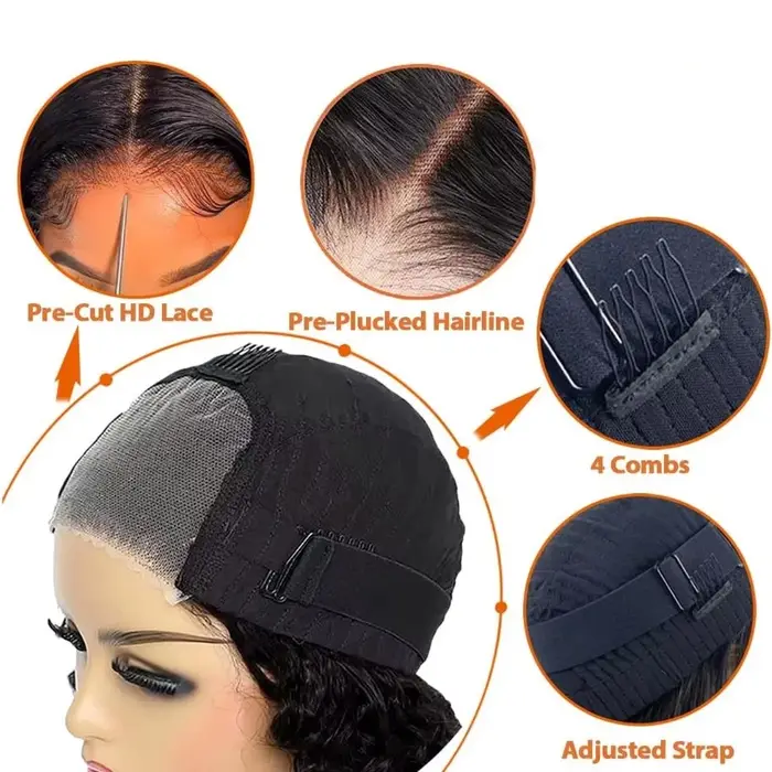 Perruques de cheveux humains sans colle perruque Bob droite brésilienne 5x5