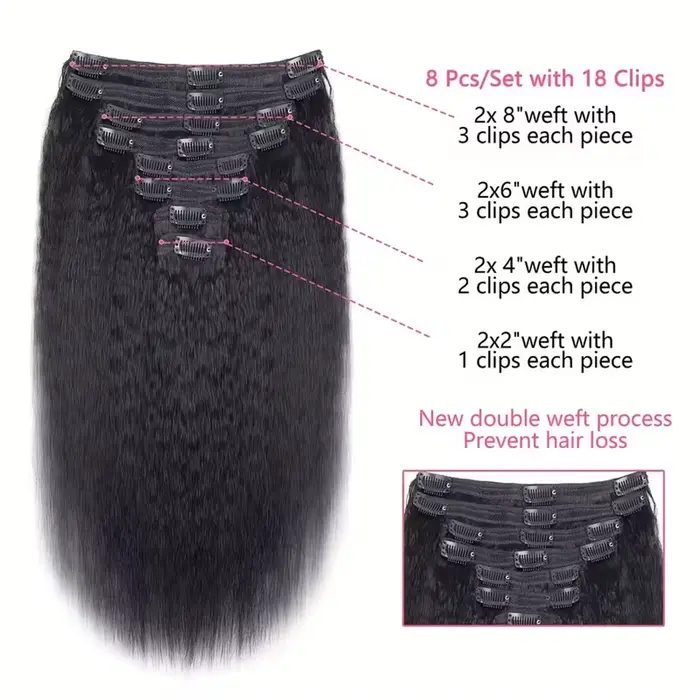 Extensions de cheveux humains lisses et bouclés, couleur naturelle, en cheveux humains brésiliens Re