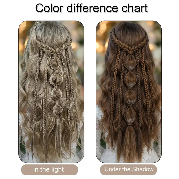 Extensions de cheveux synthétiques tressées style bohème viking, mèches ombrées, tresses féeriques médiévales, clip pour femmes, queue de cheval faite à la main