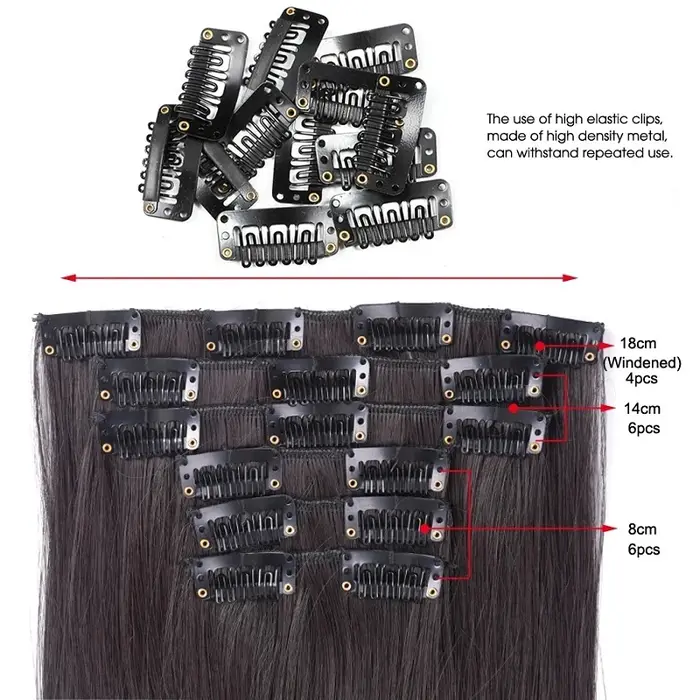 WIGSIN 6 pièces/ensemble synthétique 24 pouces longue Extension de cheveux raides postiche soyeuse p