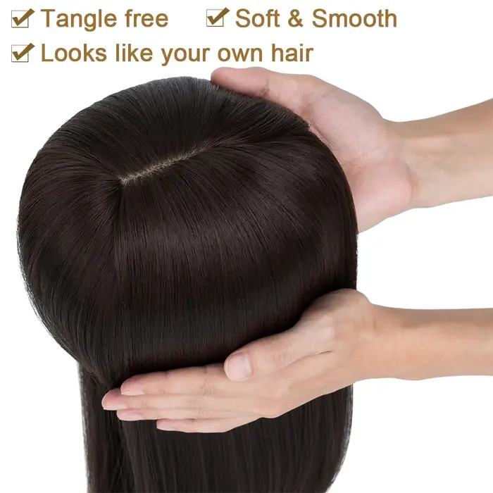 Benehair cheveux Toppers pour femmes 18 '' Striaght Topper cheveux avec frange pour cheveux aminciss