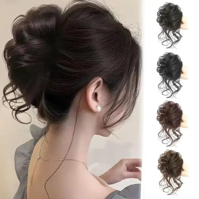 Postiche synthétique queue de cheval chignon volumineux paresseux-faux cheveux courts bouclés avec extrémités