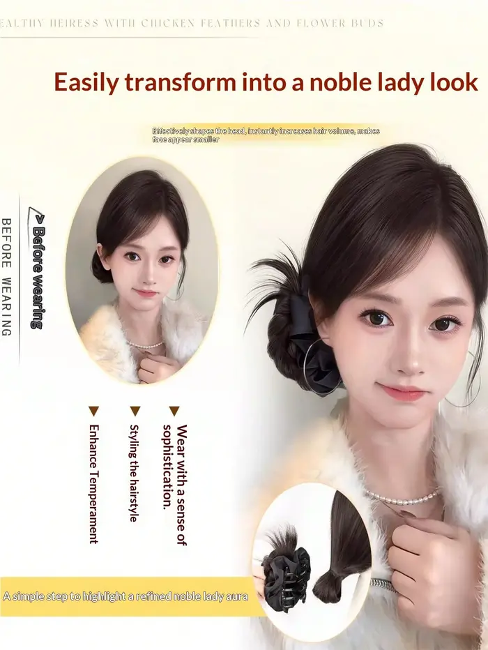 Perruque synthétique à clipser pour femme