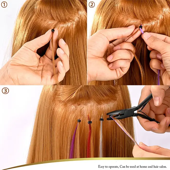 Pince professionnelle pour extensions de cheveux, pince d'application de trame, Micro perles à maillons, pince plus proche