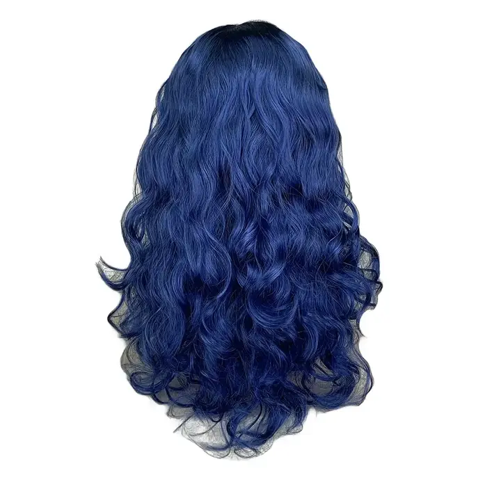 Perruque synthétique longue ondulée bleue Anime Descendants 2 Evie