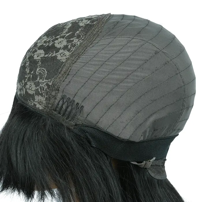 Perruque en cheveux humains lisses Omber avec frange