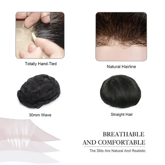Système de cheveux à clipser pour hommes