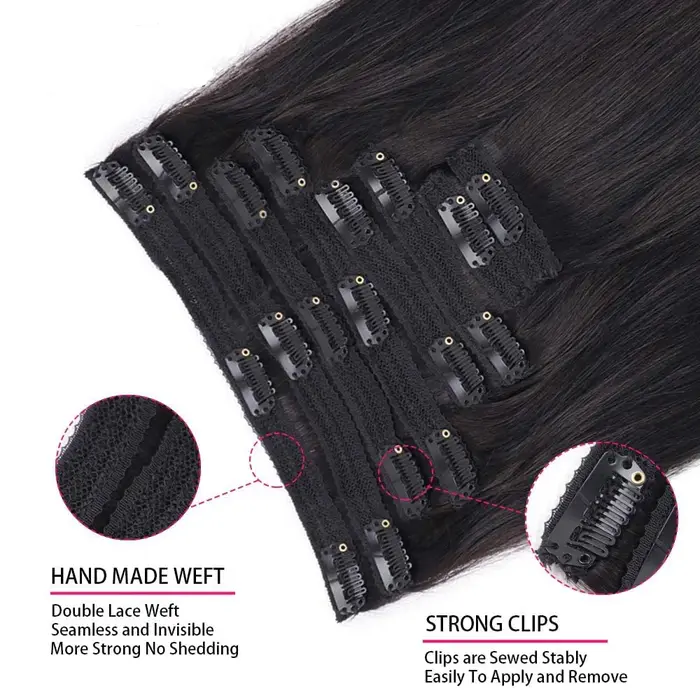 Extensions de cheveux lisses à clips