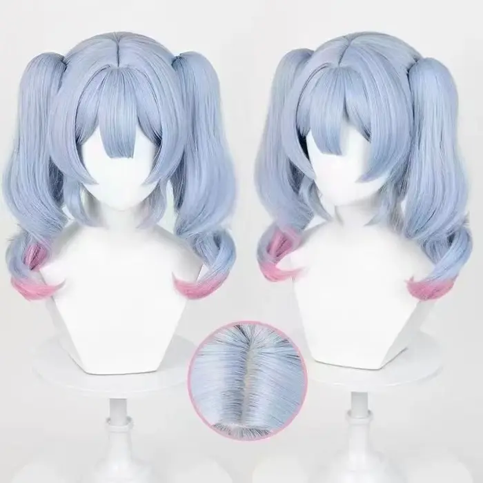 Perruque de Cosplay Vocaloid pour sommeil, perruque synthétique longue bouclée colorée à Double queu