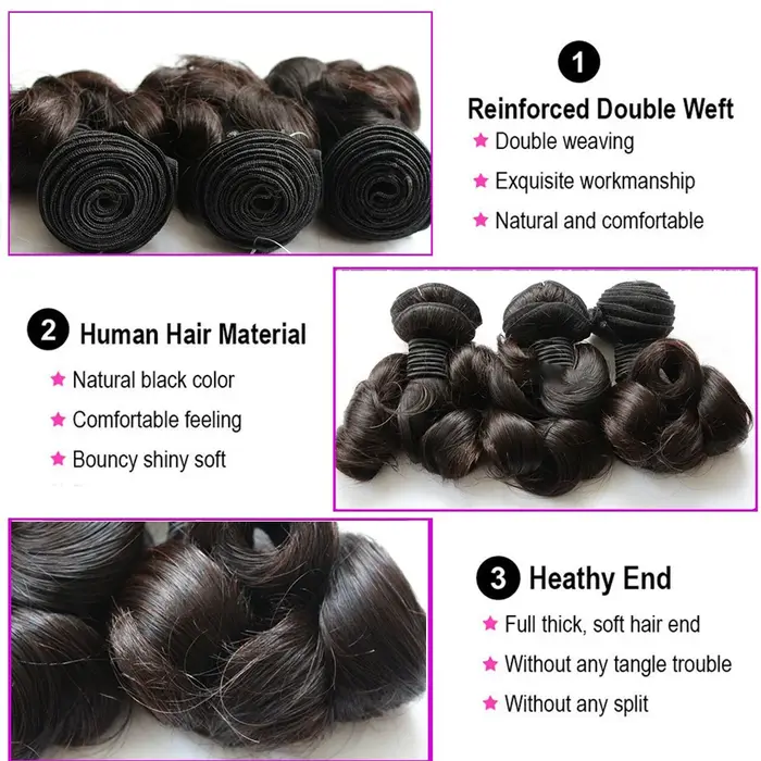 Luffy – tissage en lot brésilien naturel Remy bouclé et rebondissant