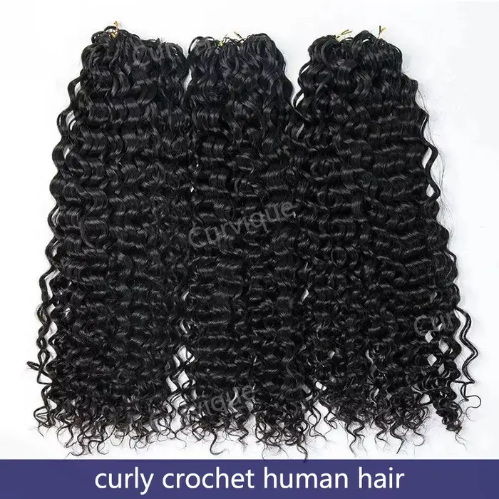 Extensions de cheveux humains bouclés au crochet, style boucles birmanes, pré-séparées, sans nœuds, 