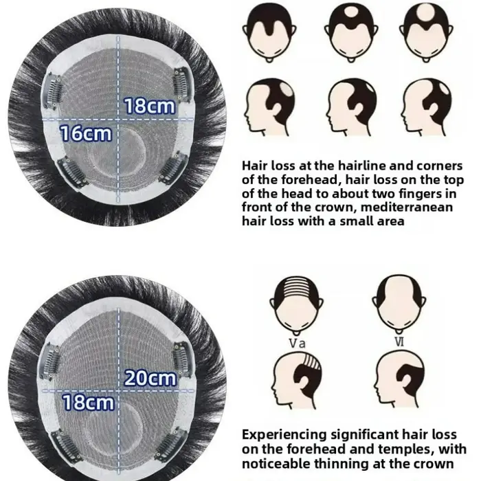 Postiche de cheveux humains pour hommes