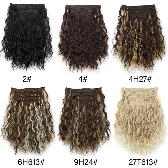 4 pièces/ensemble pince synthétique dans les Extensions de cheveux courte ondulation d'eau morceaux 