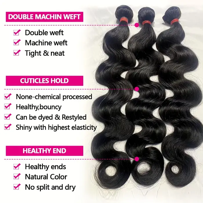 12A Body Wave Tissage Cheveux Humains Tissage Lot Brésilien 2x6 And 32 Inch Tissages Transaprent Mèc
