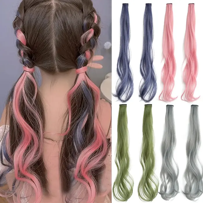 Perruque synthétique colorée à mèches bouclées pour femme