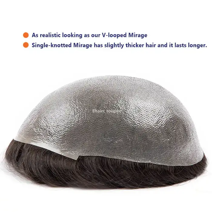 Premium Durable noué Microskin mâle prothèse de cheveux 0.12MM hommes prothèse capillaire hommes per