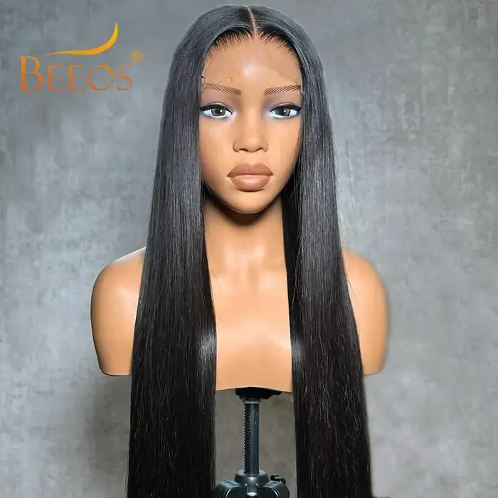 BEEOS-Perruque Brésilienne de Cheveux Naturels Lisses, Ultra Ajustée, 13x6, Prêt à vitation, HD