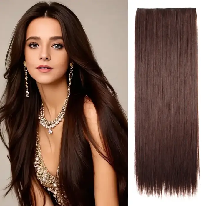 Extension capillaire synthétique longue et lisse, 32 pouces/40 pouces, postiche Invisible naturelle