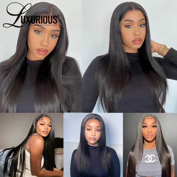 Perruque Full Lace Wig 360 naturelle lisse-Sophia, pre-plucked, densité 250%, perruque Lace Front Wi