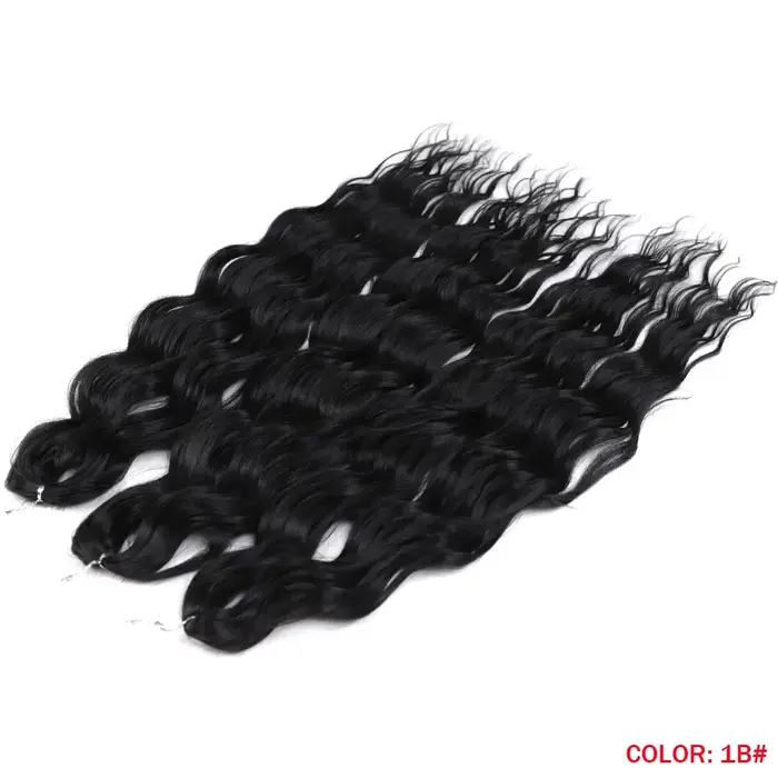 Extensions capillaires synthétiques Deep Wave 24 pouces-Noble, mèches tressées ondulées, cheveux bou