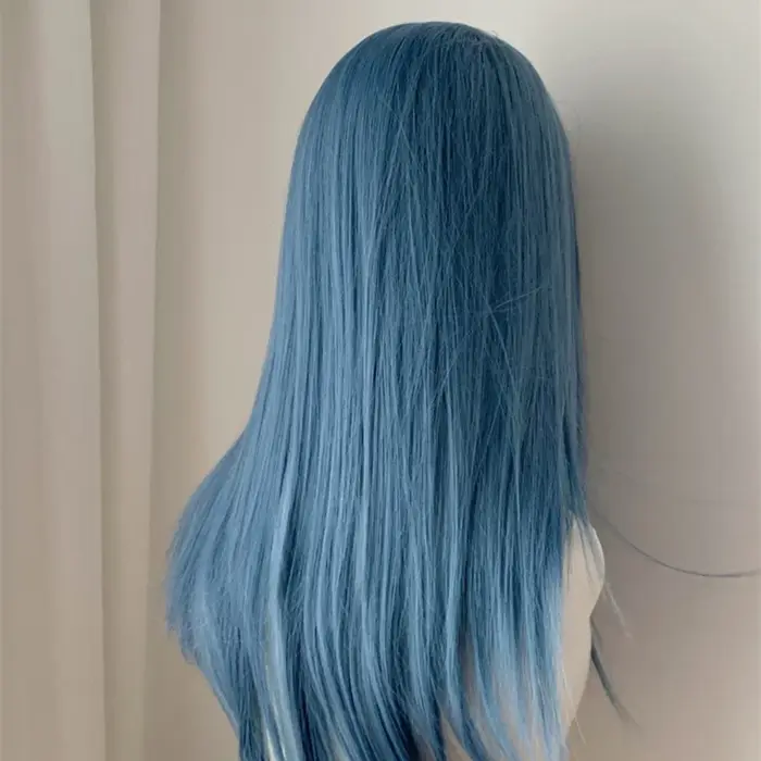 Perruque Lolita Synthétique Longue et Lisse avec Filet de Fixation Frontale en Dentelle