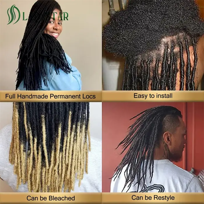 0.2 cm Microlocs 100% Extensions de cheveux humains Dreadlock pour hommes femmes enfants