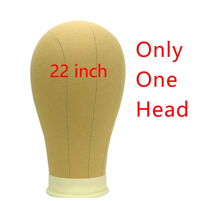 Tête de mannequin en toile beige de 22 pouces avec lignes de marquage pour la fabrication de perruqu