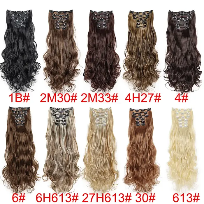 Extensions de cheveux synthétiques bouclés longs de 22 pouces