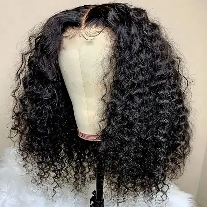 Perruque Bob courte bouclée cheveux humains vague profonde sans colle Wear And Go 13X6 Hd dentelle a