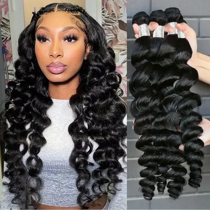 Extensions de cheveux vierges Remy pour femmes, mèches de cheveux humains péruviens bruts, vague lâc