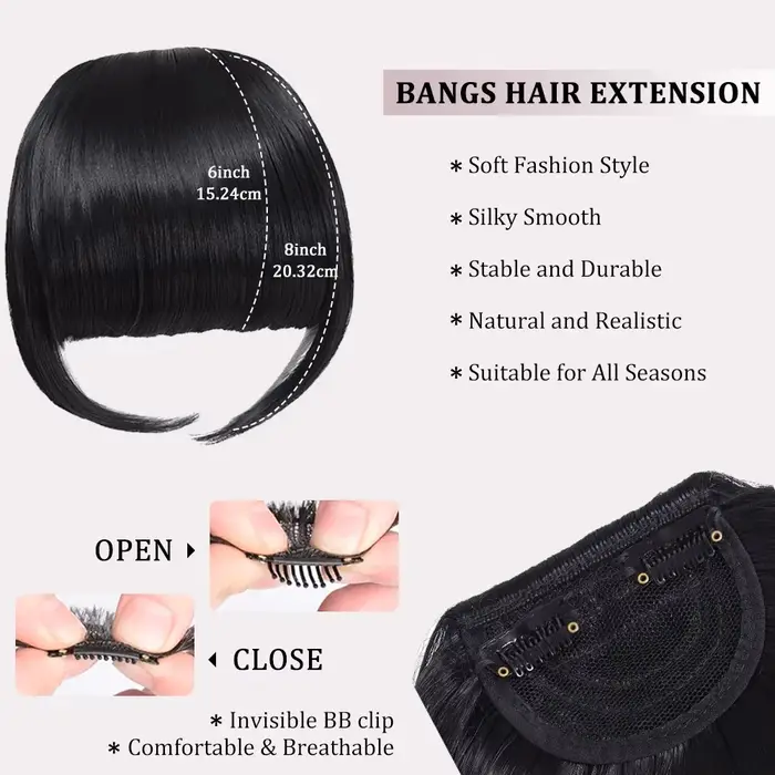 Frange cheveux Extension synthétique pince