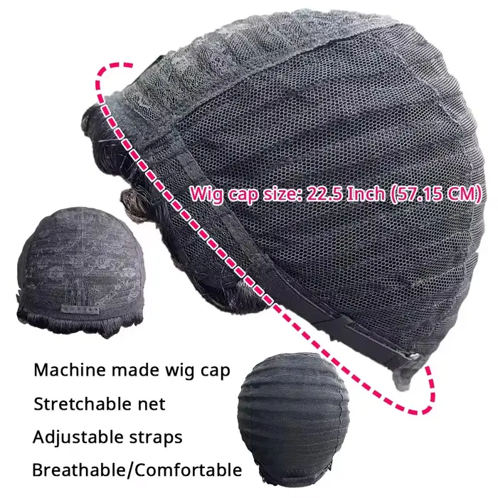 Perruque de cheveux humains coupe lutin 6 "en couches courtes bouclées lâches avec frange Remy cheve